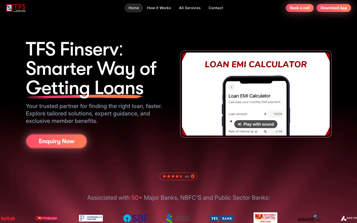 TFS Finserv website screenshot